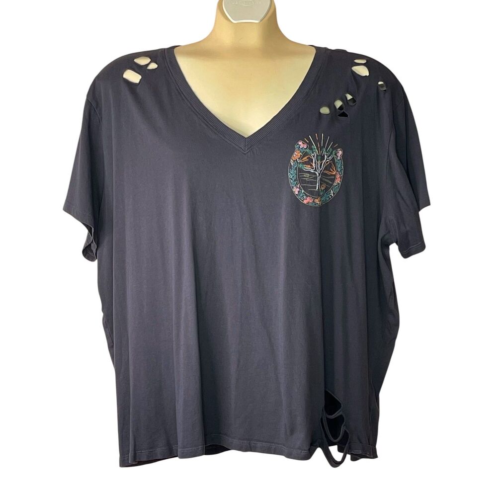 Torrid Relaxed Heritage Jersey Distressed Graphic Tee Horseshoe Tree Size 2 2x